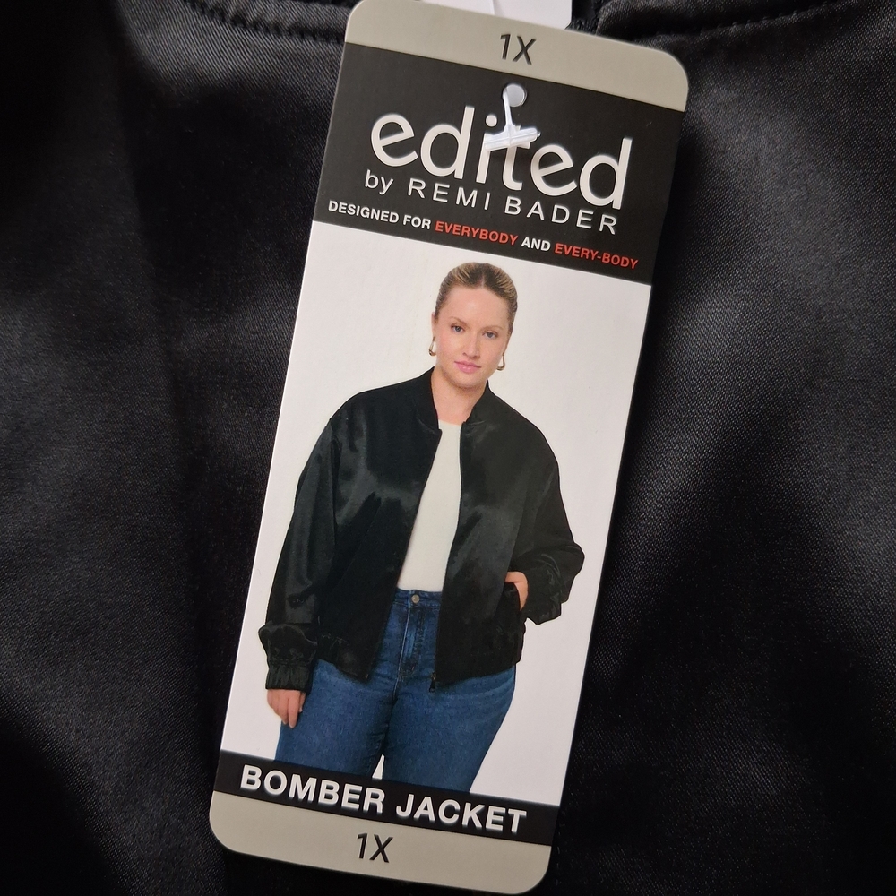 Edited by Remi Bader Womens Black Bomber Jacket
